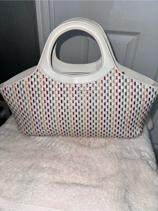 Salvatore Ferragamo Handbags - Salvatore Ferragamo White Tote with Multicolor Perforated Accents